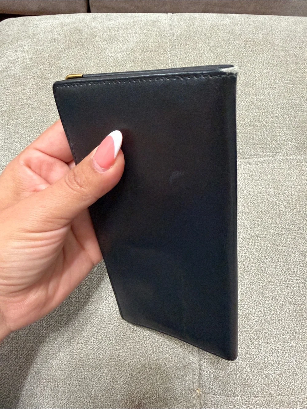 Dunhill Black Leather Continental Card Holder with Gold Accents